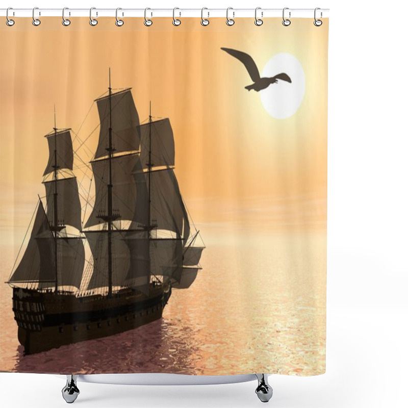 Personality  Old Merchant Ship - 3D Render Shower Curtains