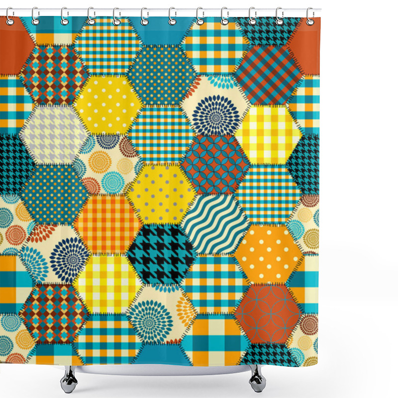 Personality  Geometric Patchwork Pattern Of A Squares. Shower Curtains