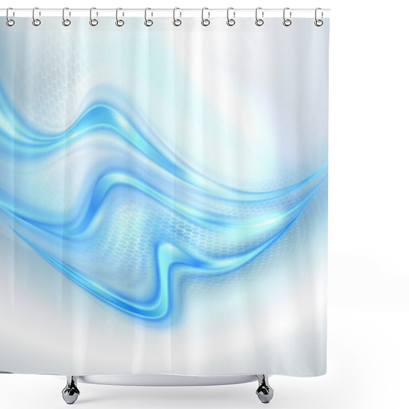 Personality  Abstract Gray Waving Background With Blue Element Shower Curtains