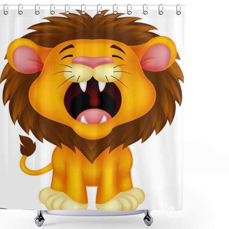 Personality  Lion Cartoon Roaring Shower Curtains