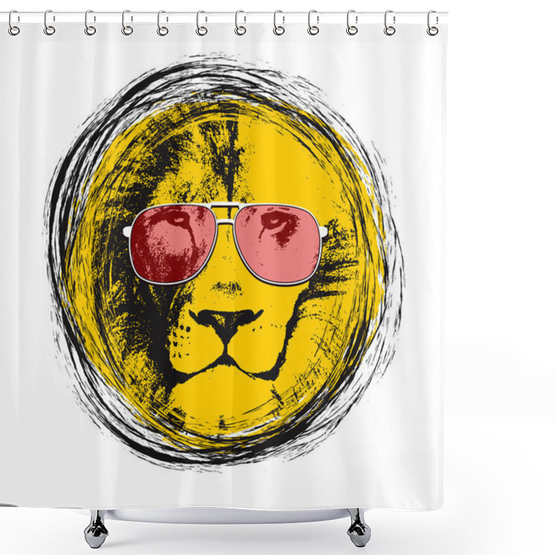 Personality  Lion Head. Vector Background. Poster Shower Curtains