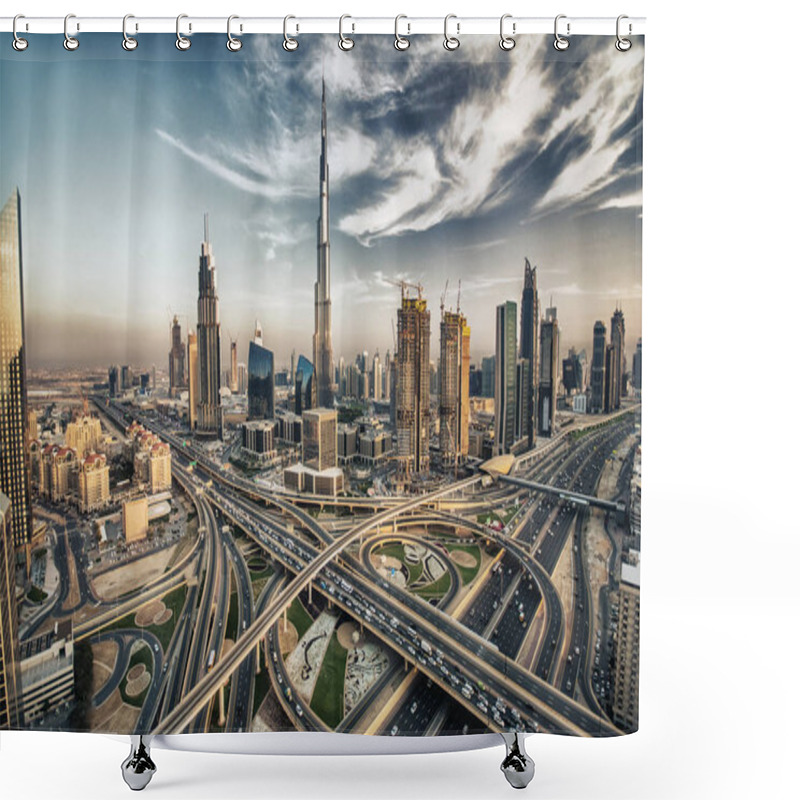 Personality  Dubai City From The Top View Shower Curtains