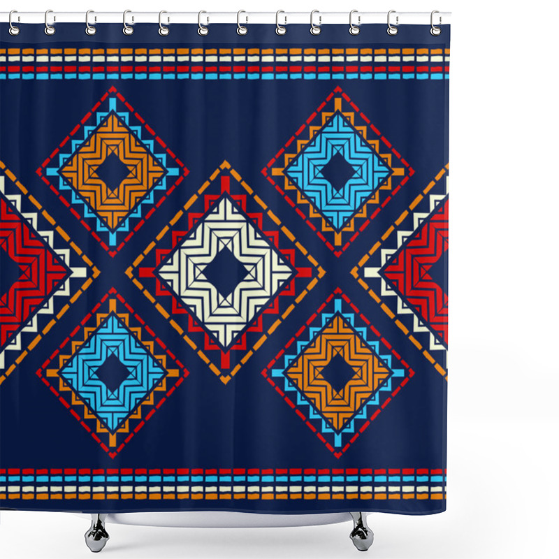 Personality  Ethnic Boho Seamless Pattern. Embroidery On Fabric. Patchwork Texture. Weaving. Traditional Ornament. Tribal Pattern. Folk Motif. Can Be Used For Wallpaper, Textile, Invitation Card, Wrapping, Web Page Background. Shower Curtains