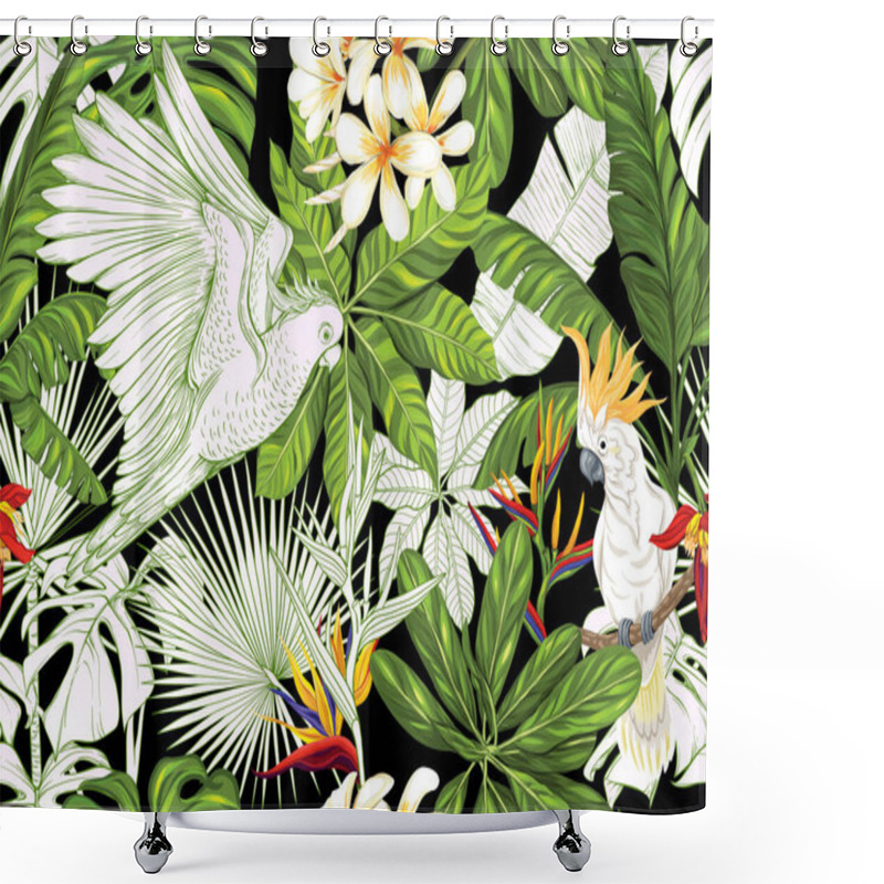 Personality  Tropical Plants And Flowers And Birds.  Shower Curtains