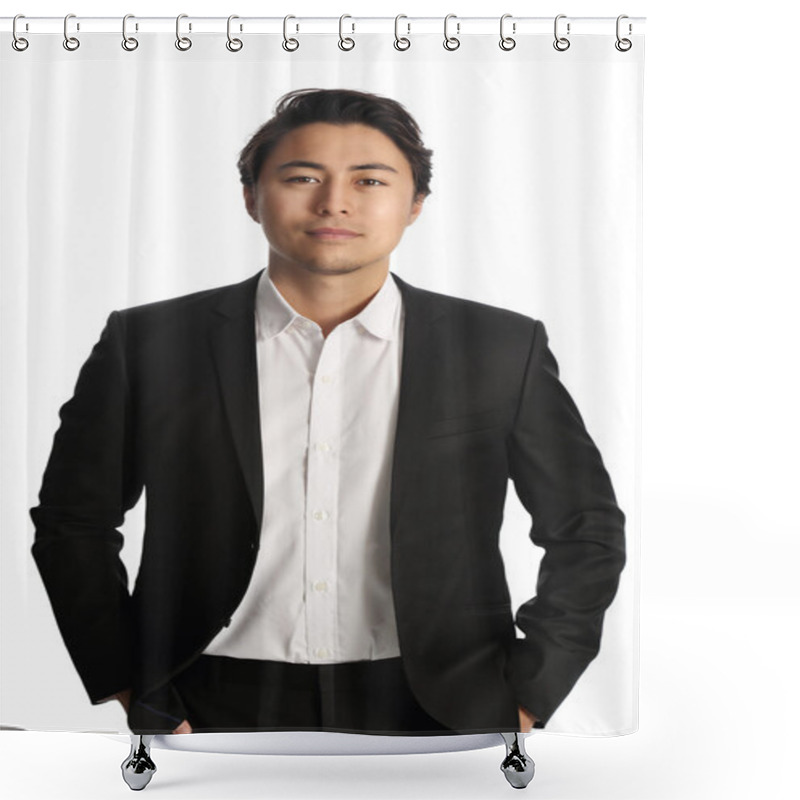 Personality  Handsome Businessman Looking At Camera Shower Curtains