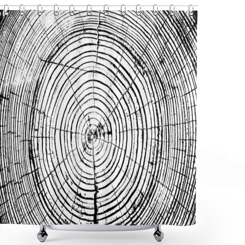 Personality  Tree Rings Saw Cut Tree Trunk Background. Vector Illustration. Shower Curtains