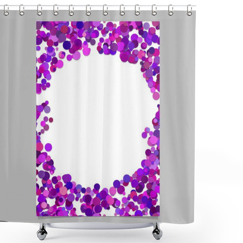 Personality  Abstract Random Dot Design Page Template - Trendy Vector Blank Poster Border Graphic With Purple Circles Shower Curtains