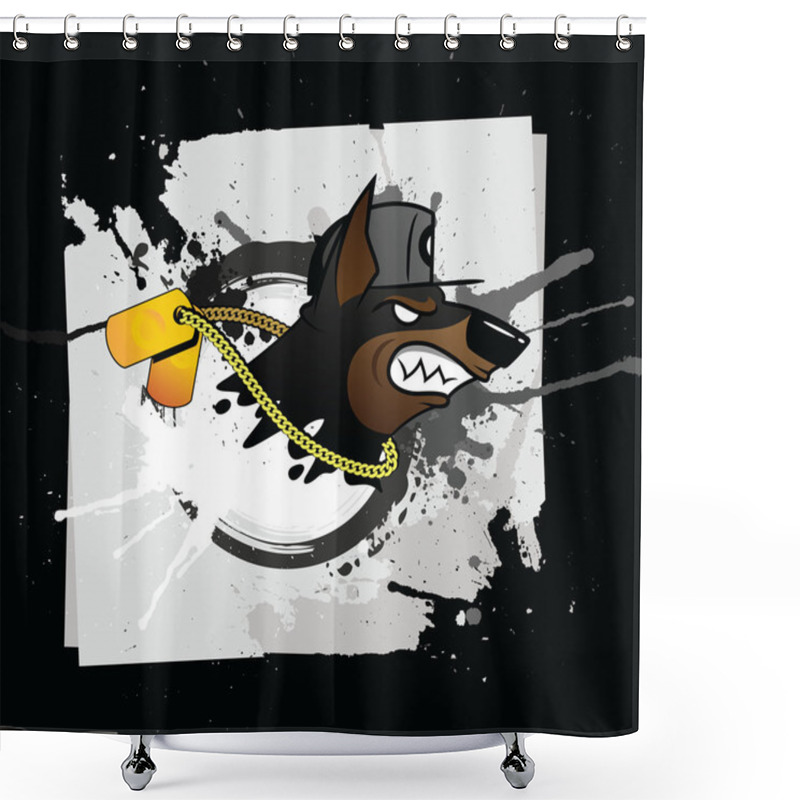 Personality  Doberman Grunge Styled Print Shower Curtains