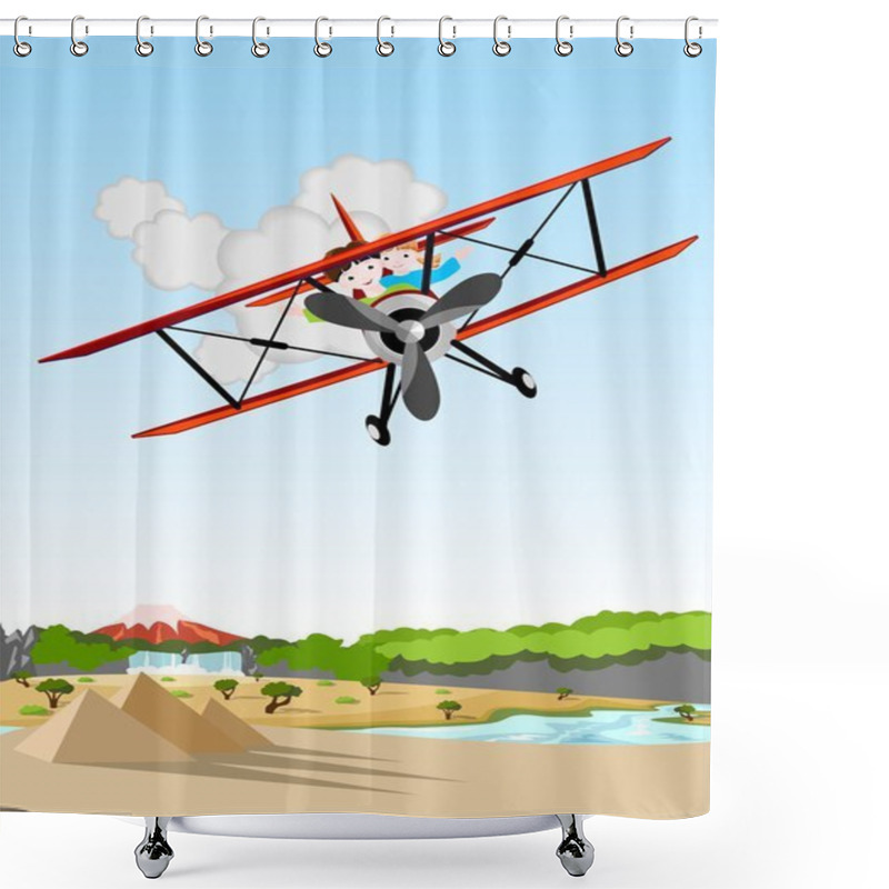 Personality  Children In The Biplane Shower Curtains