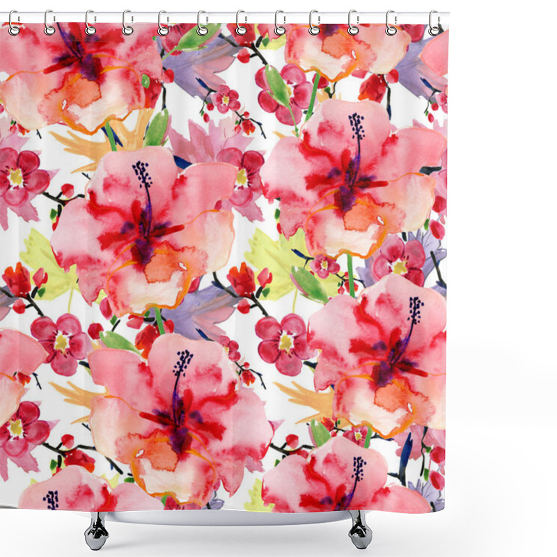 Personality  Beautiful Lily, Orchids And Hibiscus Flowers Pattern Shower Curtains