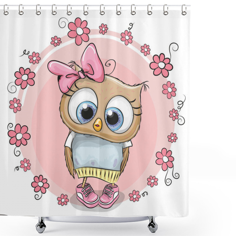 Personality  Owl With Flowers Shower Curtains