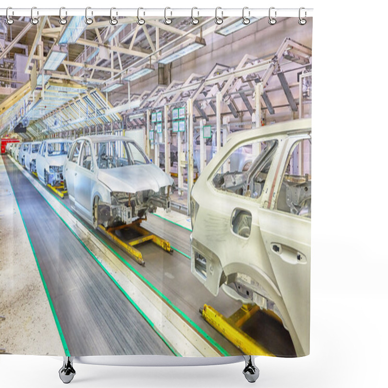 Personality  Cars In A Row At Car Plant Shower Curtains