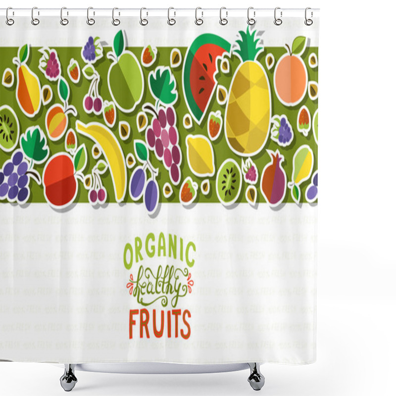 Personality  Organic Healthy Hand Sketched Fresh Fruit Banner Shower Curtains