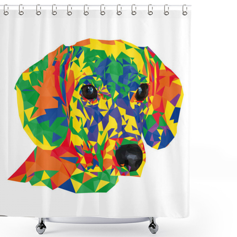 Personality  Low Polygon Dog. Vector Illustration. Shower Curtains