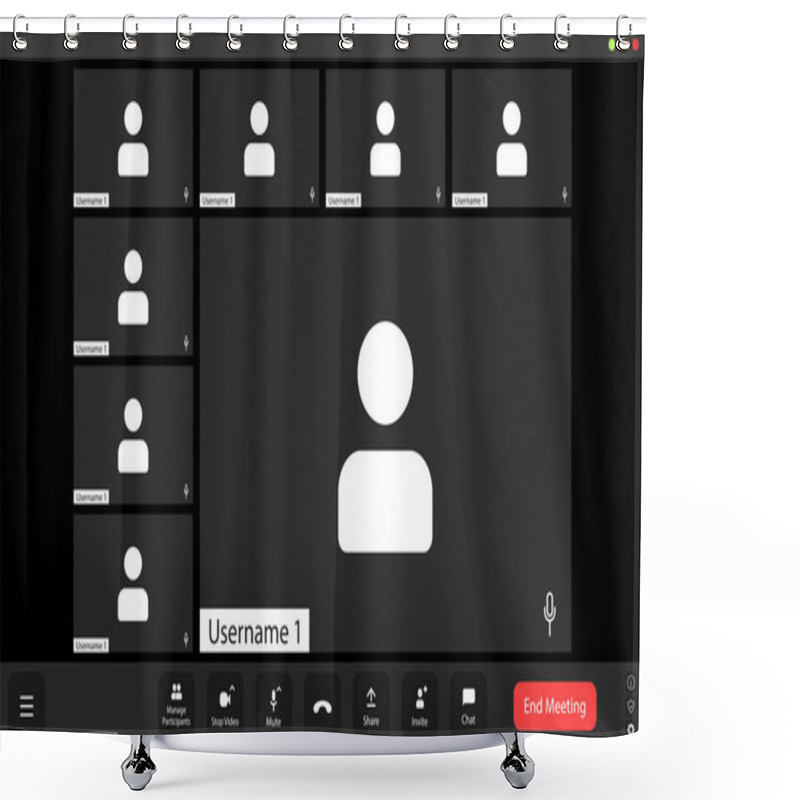 Personality  A Virtual Meeting Interface Shows Several User Icons In A Grid Layout, Indicating Active Participants In An Online Collaboration Session. The Central Focus Is On A Highlighted Username, Suggesting Ongoing Interaction. The Muted Audio Icon Indicates A Shower Curtains