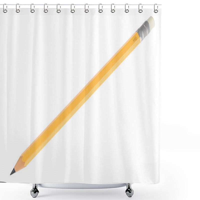 Personality  Graphite Pencil With Soft Texture And An Eraser, 3D Rendering Isolated On White Background Shower Curtains