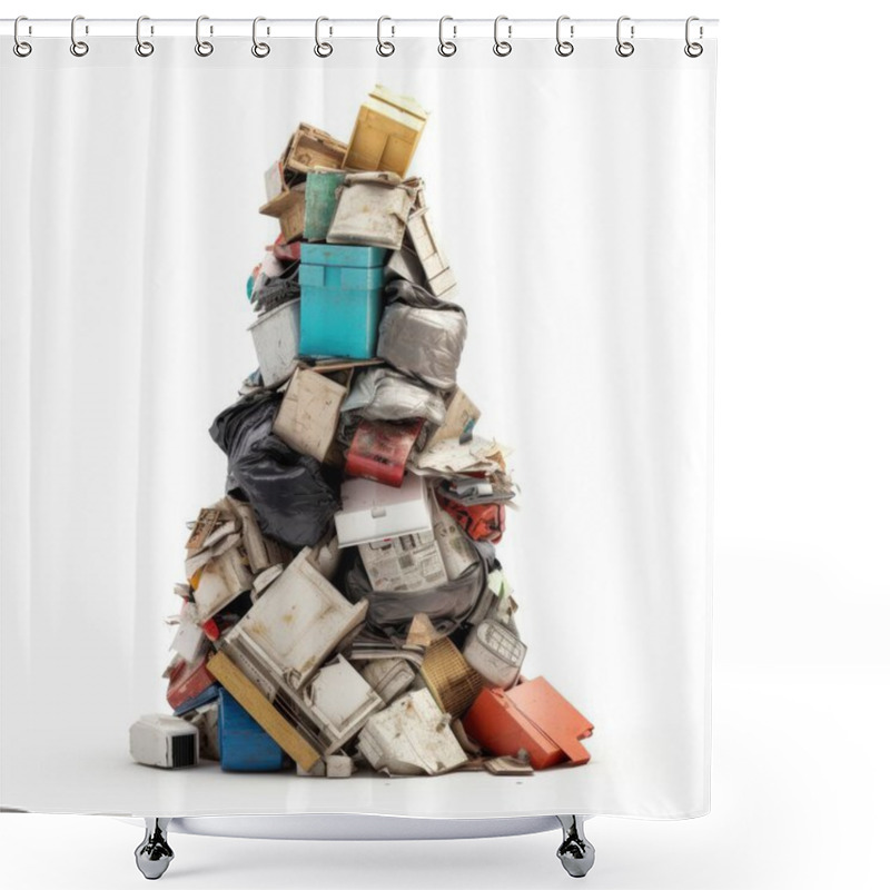 Personality  A Towering Pile Of Mixed Waste, Showcasing An Overwhelming Accumulation Of Trash In Various Colors And Materials. Shower Curtains