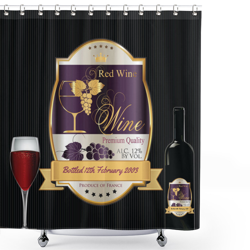 Personality  Luxury Golden Wine Label  Shower Curtains