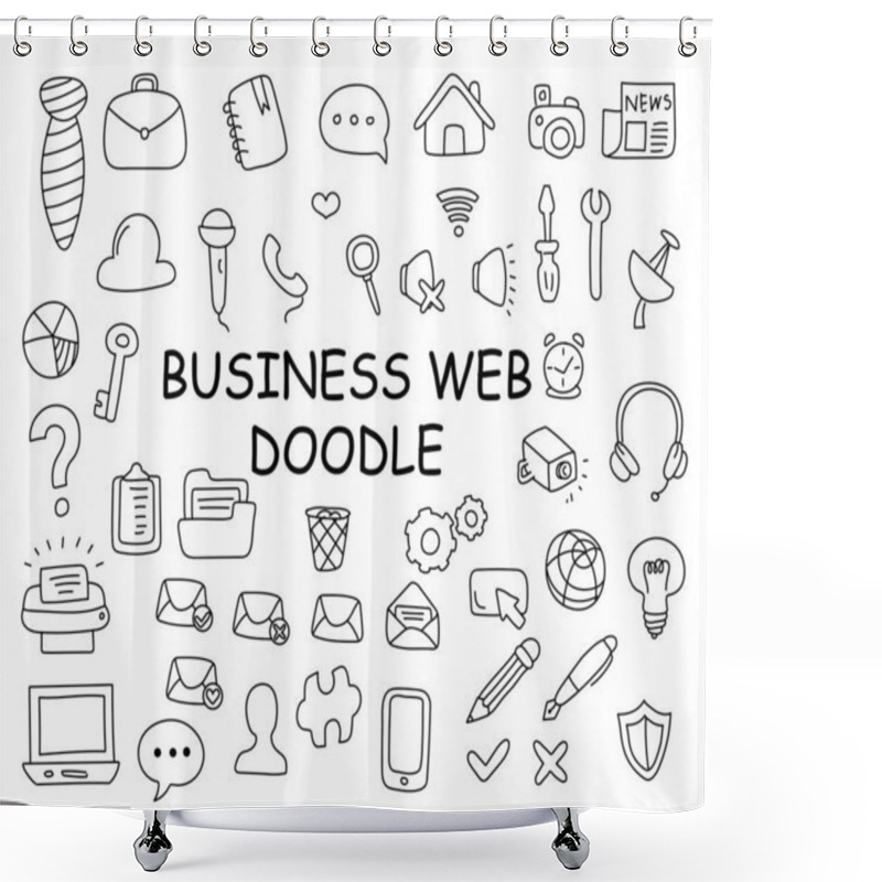 Personality  Business Web Doodle Clip Art Shower Curtains