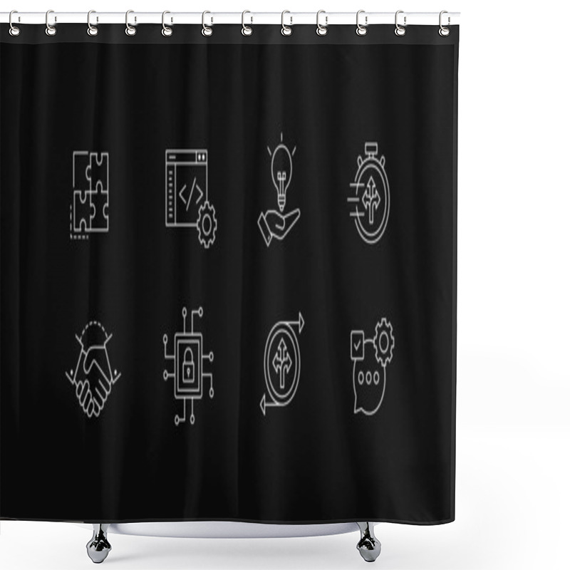 Personality  Customizable Agile Development And Collaboration Icons For Technology Solutions, Software Engineering, And Project Management. Agile And Flexible Icons. Build Proprietary Technology With Custom Solutions. Shower Curtains