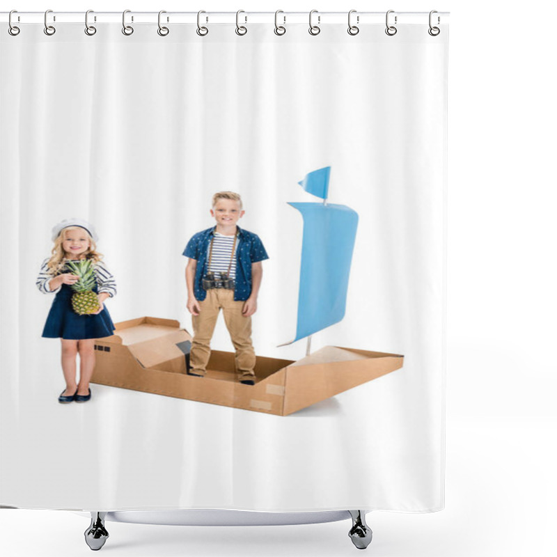 Personality  Kids With Toy Ship Shower Curtains