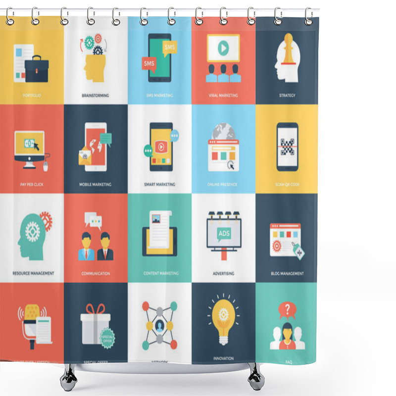 Personality  Digital Marketing Flat Vector Illustration Pack  Shower Curtains