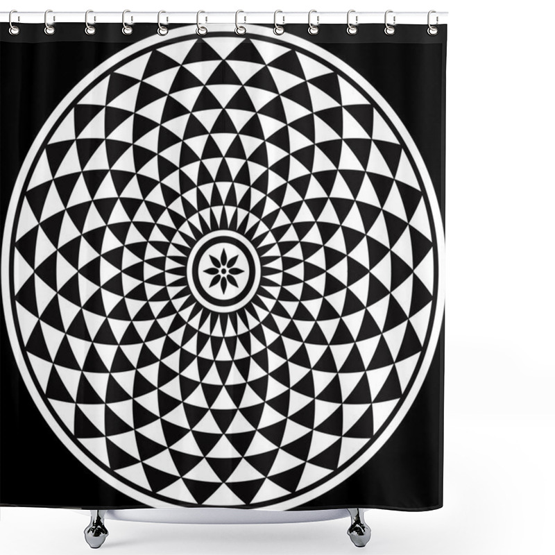 Personality  Black And White Circular Fractal Shower Curtains