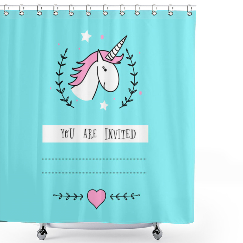 Personality  Creative Universal Unicorn Card Shower Curtains