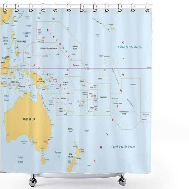 Personality  Map Of Oceania Shower Curtains