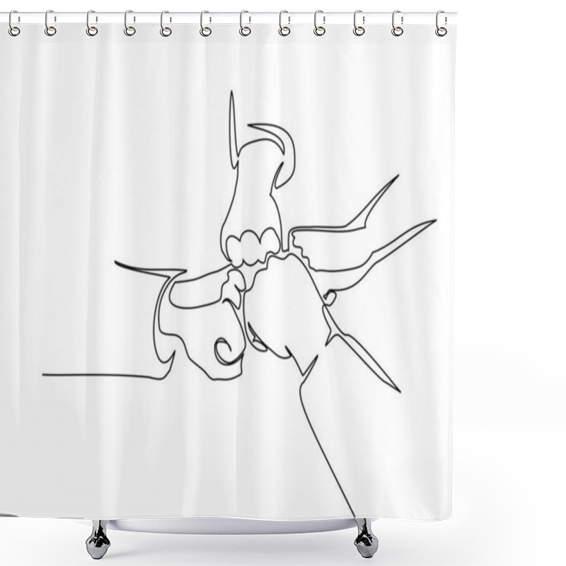 Personality  Continuous Line Drawing Of Hands Of Team Bumping Fists Together Shower Curtains