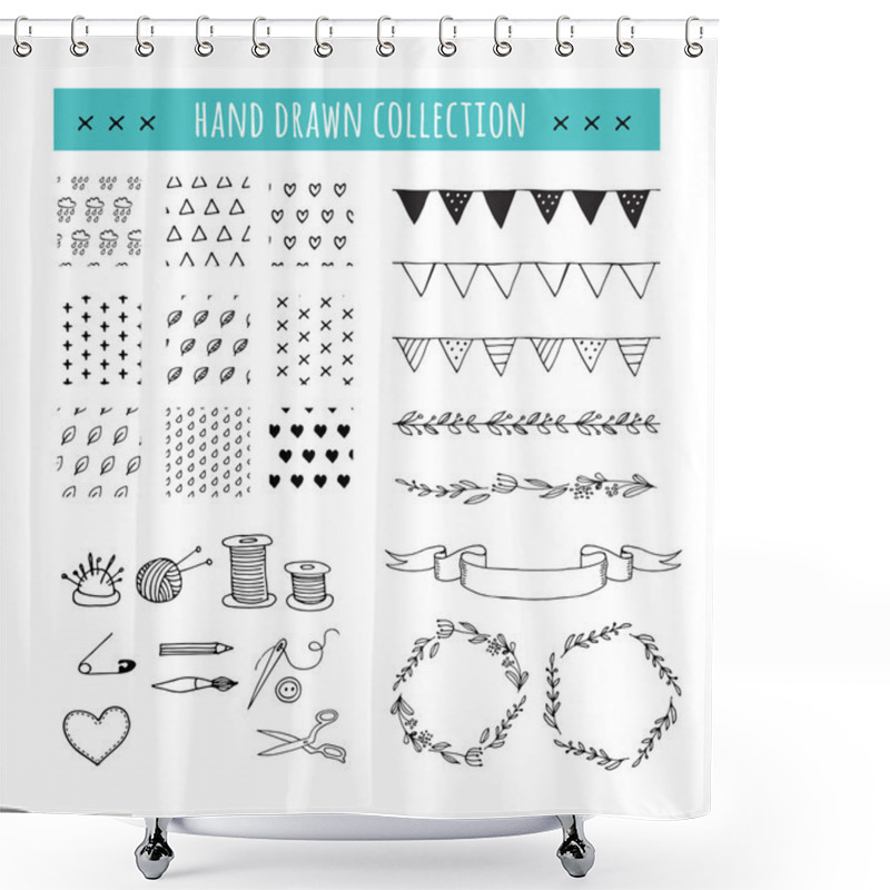 Personality  Handmade, Crafts Workshop Icons, Patterns And Hand Drawn Illustrations Shower Curtains