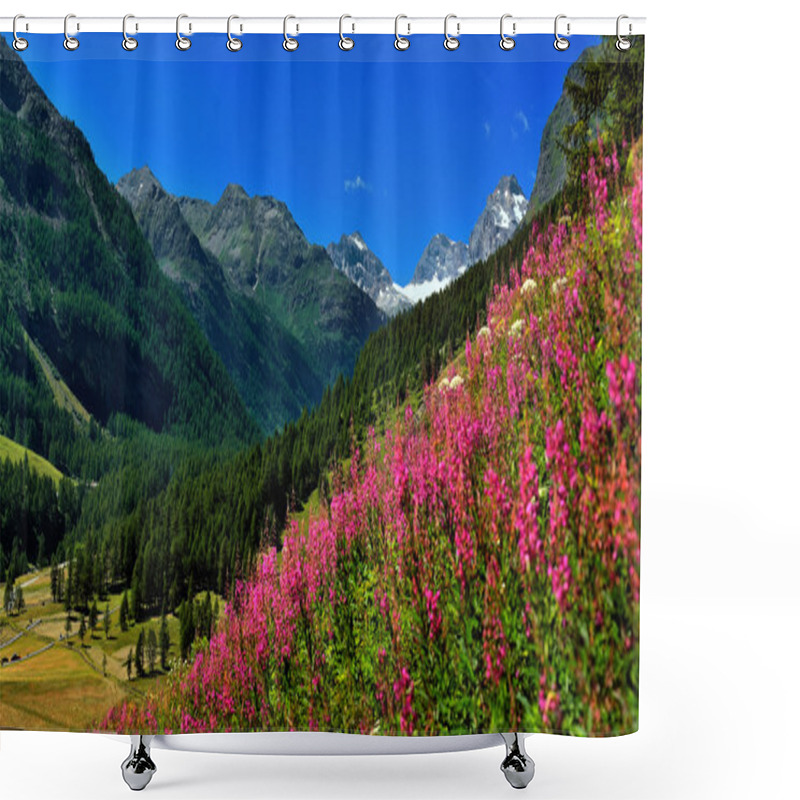 Personality  View From Rhemes Notre Dame On Granta Parey Mountain Shower Curtains