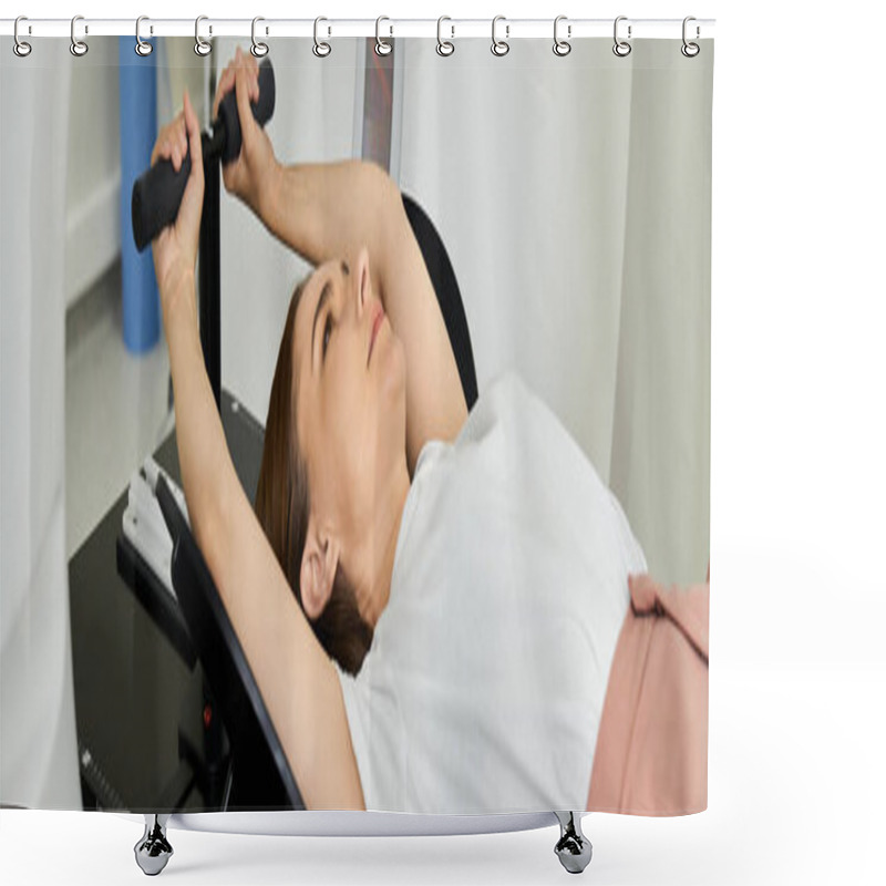 Personality  Patient Is Ready For A Comfortable MRI Procedure In The Hospital. Shower Curtains