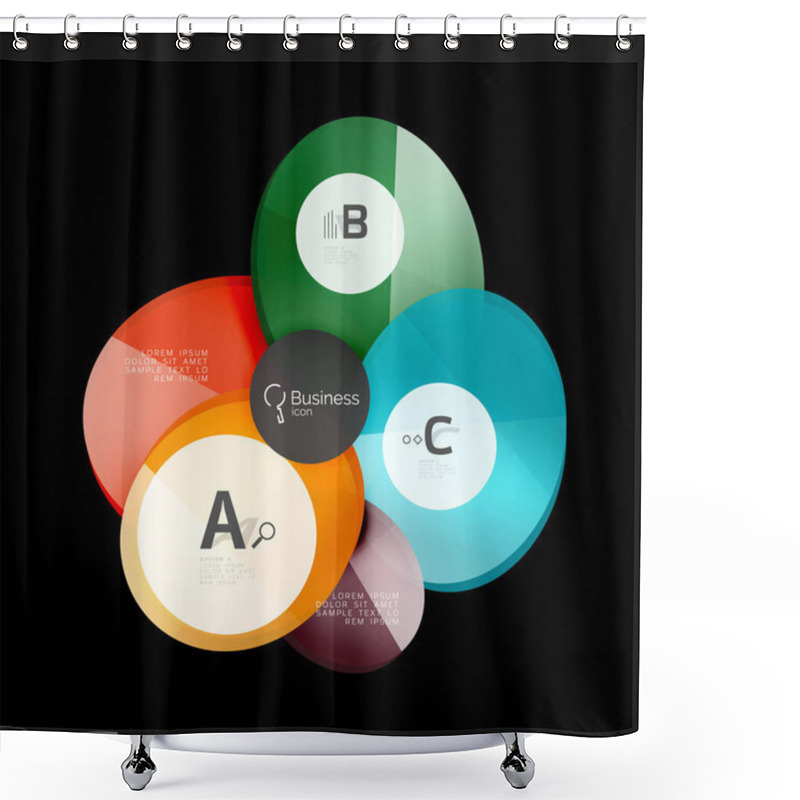 Personality  Glass Circles On Black Shower Curtains