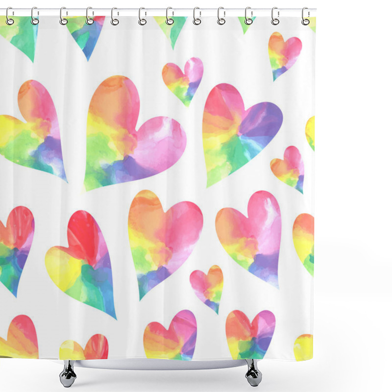 Personality  Rainbow Hearts Seamless Pattern Shower Curtains