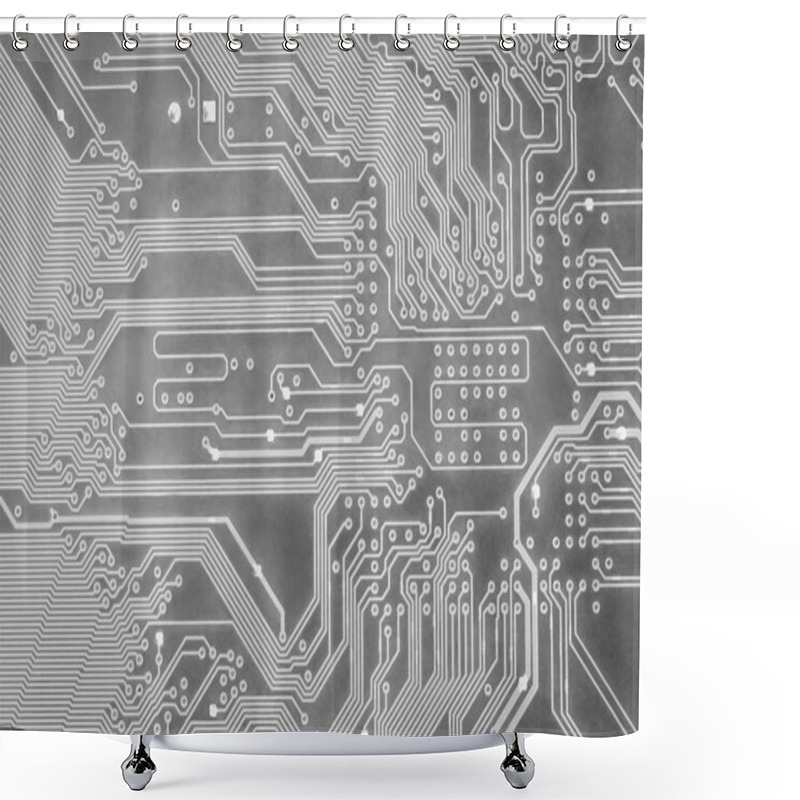 Personality  Abstract Gray Circuit Digital Background Shower Curtains