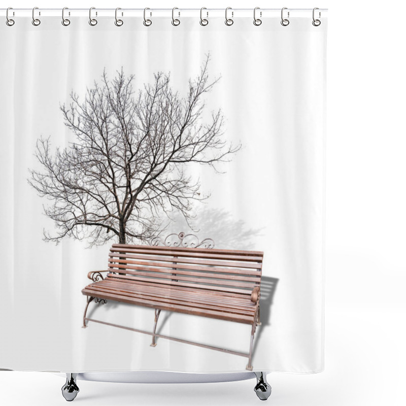 Personality  Bare Tree Near Brown Bench Shower Curtains