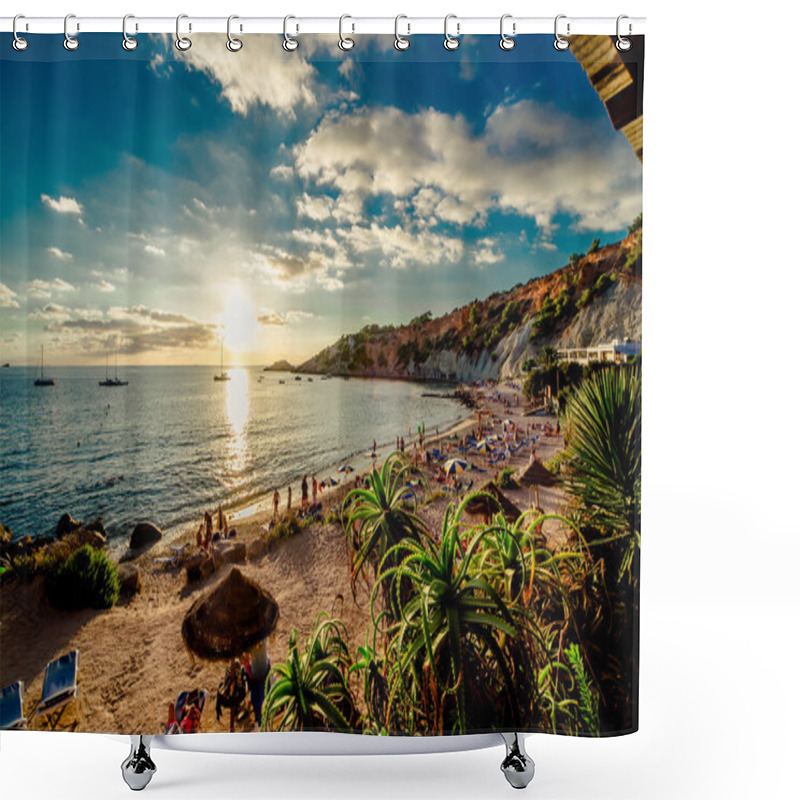 Personality  Cala D'Hort Beach At Sunset. Balearic Islands. Ibiza Shower Curtains