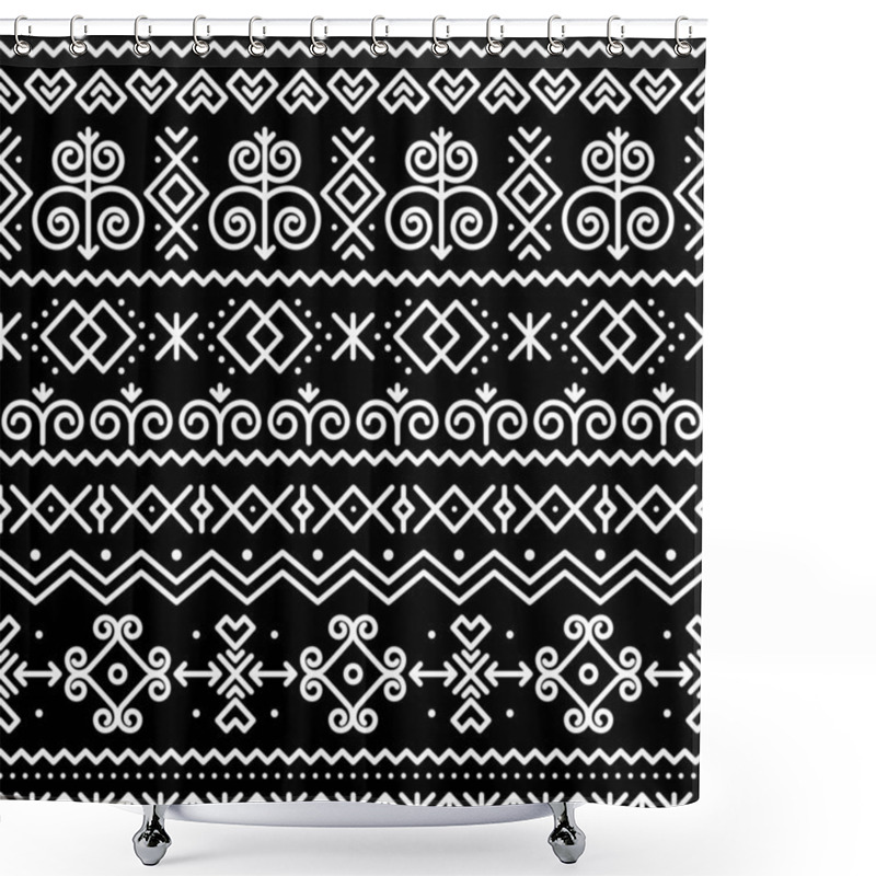 Personality  Slovak Folk Art Vector Seamless Pattern With Abstract Geometric Shapes Inspired By Traditional House Paintings From Village Cicmany In Zilina Region, Slovakia Shower Curtains