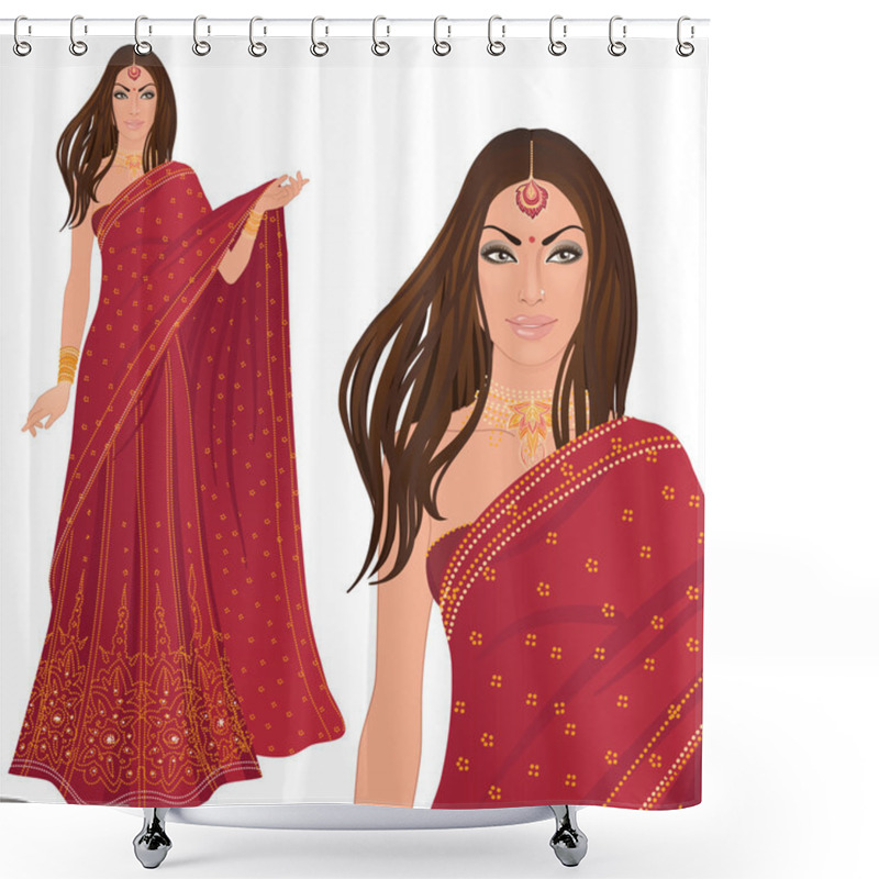 Personality  Indian Woman Wearing Bridal Shower Curtains