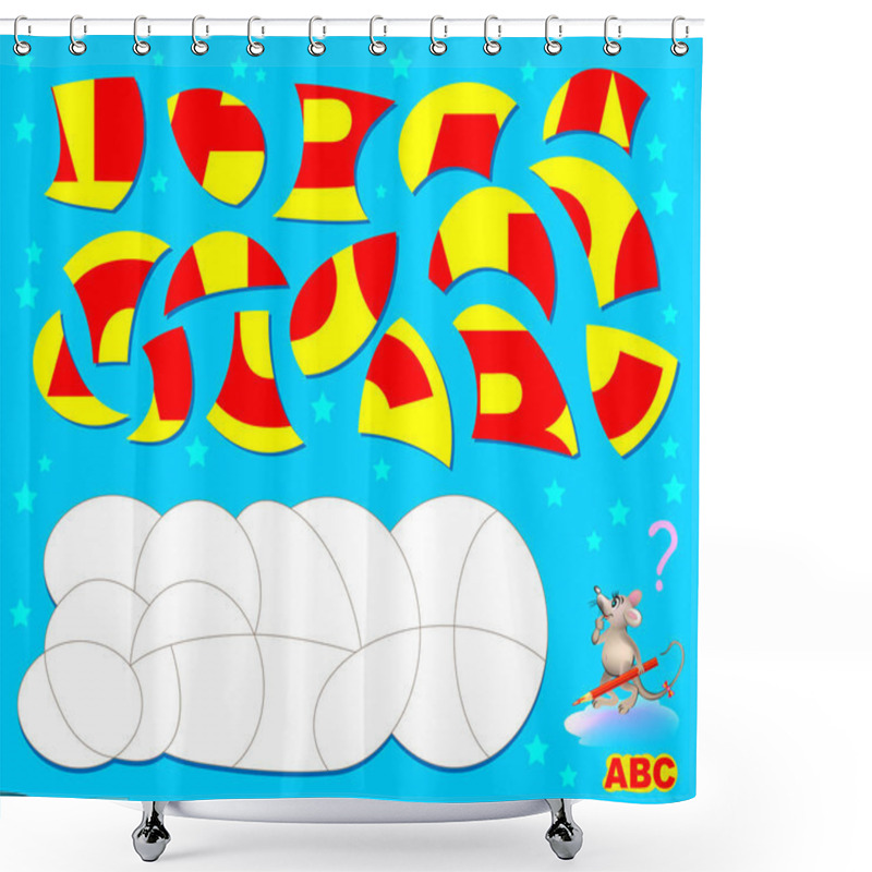 Personality  Logic Puzzle Game With Letters. Need To Find The Correct Place For Each Detail And Paint Them In Corresponding Colors. Shower Curtains