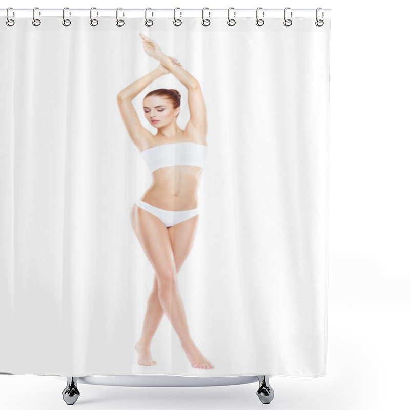 Personality  Woman In White Lingerie  Shower Curtains