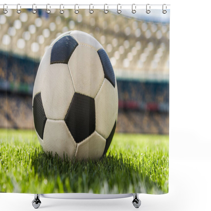 Personality  Soccer Ball On Grass Shower Curtains