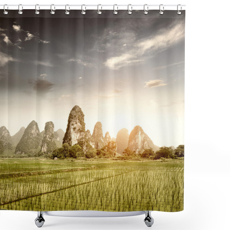 Personality  Sunset In The Countryside Landscape Shower Curtains