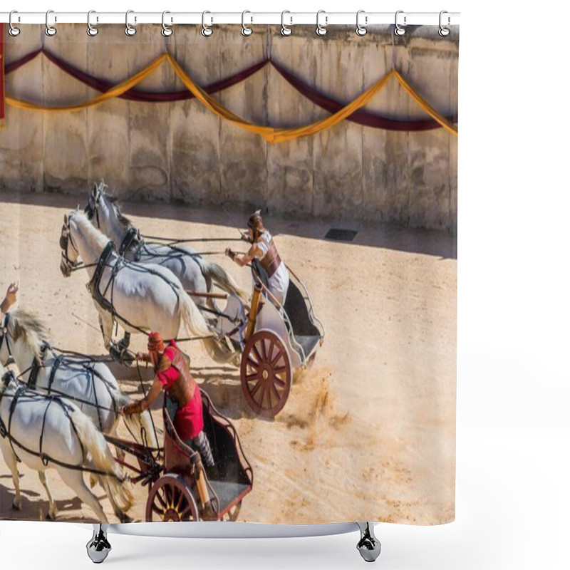 Personality  Reconstruction Of A Roman Chariot Race Shower Curtains