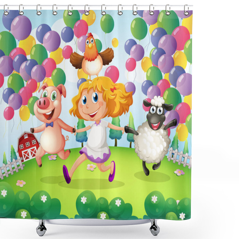 Personality  A Child Playing With The Animals In The Farm Shower Curtains