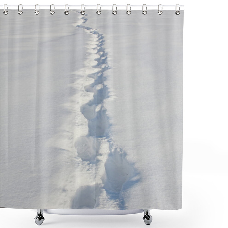 Personality  Track With Foot Prints In The Snow Shower Curtains