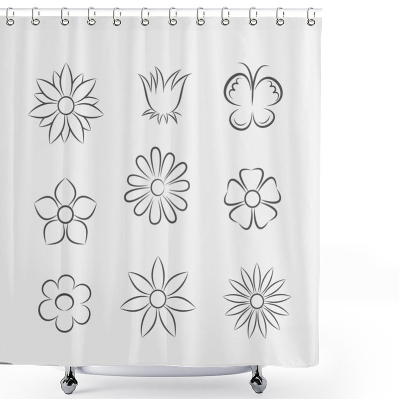 Personality  Flower Icons For Pattern Shower Curtains