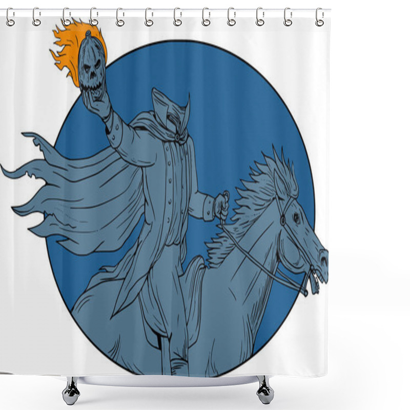 Personality  Headless Horseman Pumpkin Head Horse Oval Drawing Shower Curtains