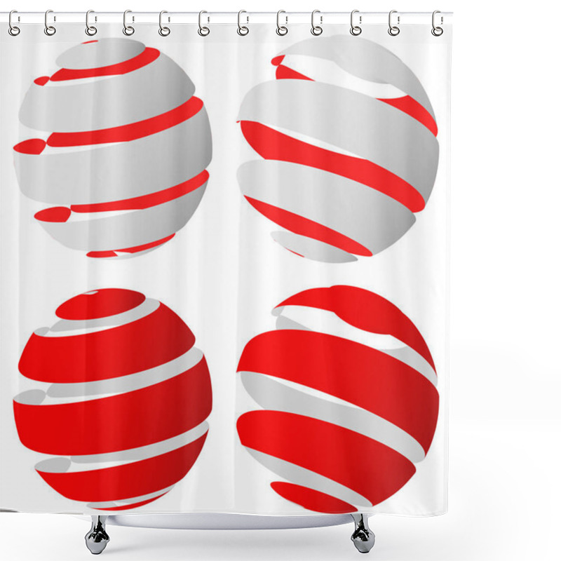 Personality  3d Abstract Striped Sphere  Shower Curtains